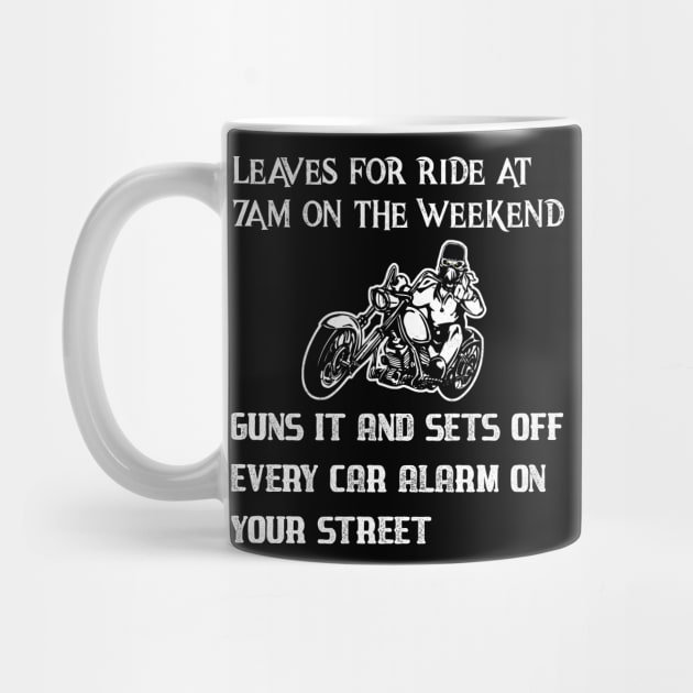 Funny biker t shirt featuring car alarm by Antzyzzz